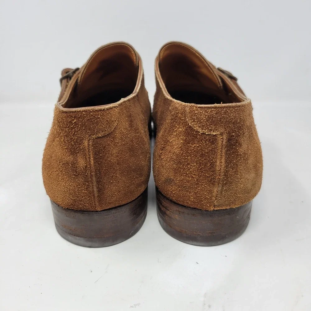 Ralph Lauren Brown Suede Single Monk Strap Men Made in England Dress Shoes Sz 11